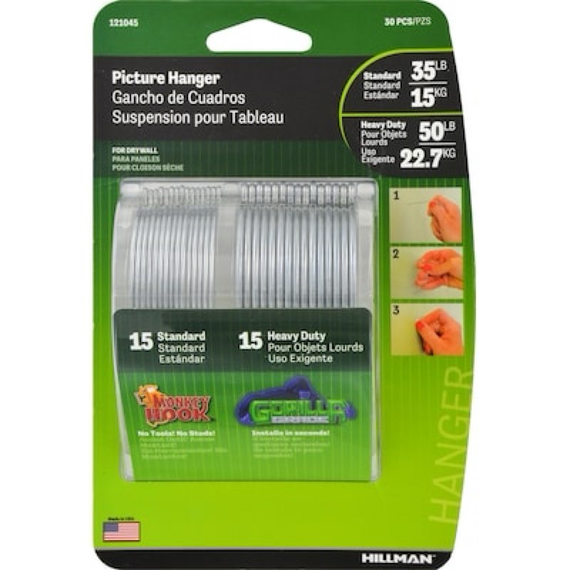 hillman steel 50-lb capacity hanging hooks and nails 30 - pack