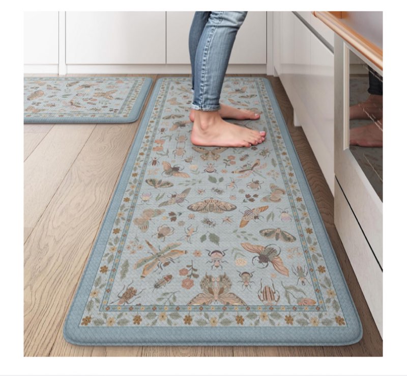 LEEVAN Anti Fatigue Mats for Kitchen Floor Non-Slip, Cushioned Kitchen Mats for Floor 2 Piece, Blue 
