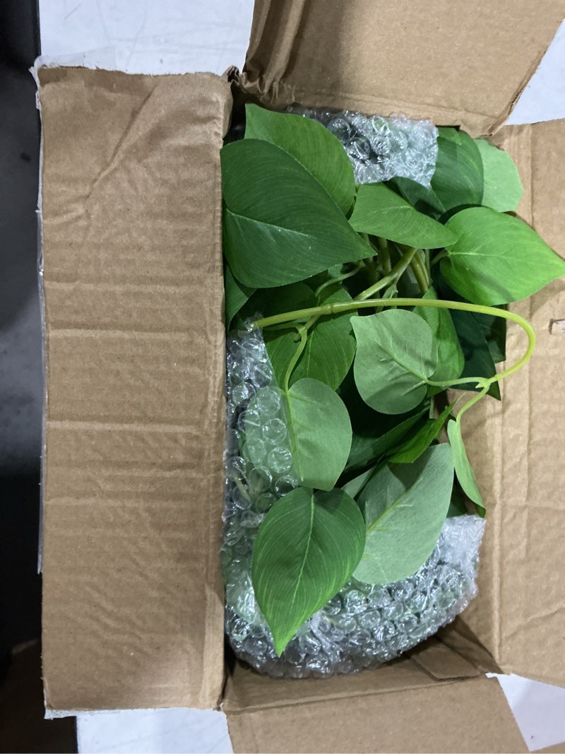 Condition photo showing Good Condition for alyptus fake pothos hanging plants – 33" set of 2 faux ivy vines with pots realistic silk devil’s ivy for indoor décor low maintenance artificial house plants for home bathroom or office - green green pothos