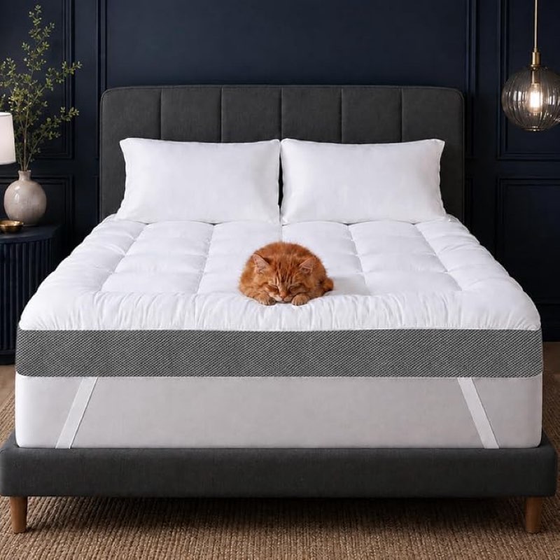 4 inch memory foam mattress topper, cooling extra thick 2000 gsm pillow top mattress pad for back pa