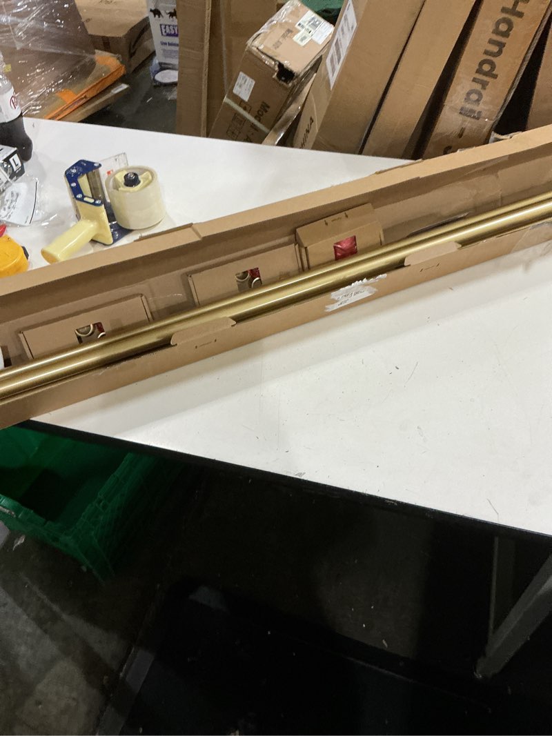 Condition photo showing New/Like New for tonial1 inch double curtain rods 72 to 144 inch (6 to 12 ft), heavy duty decorative drapery rod for windows 69 to 140 inch (5.75 to 11.7 ft) with classic cap finial, gold  72-144\"