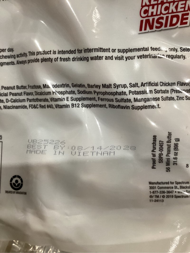 Condition photo showing New/Like New for SmartBones Mini Bones With Real Peanut Butter 56 Count, Rawhide-Free Chews For Dogs Peanut Butter 1.98 Pound (Pack of 1)