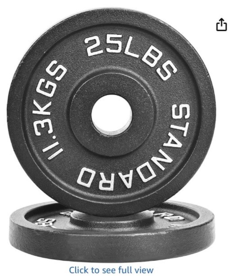 Fitvids Olympic 2-Inch Cast Iron Plate Weight Plate for Strength Training and Weightlifting, 25-Poun 1 pcs 