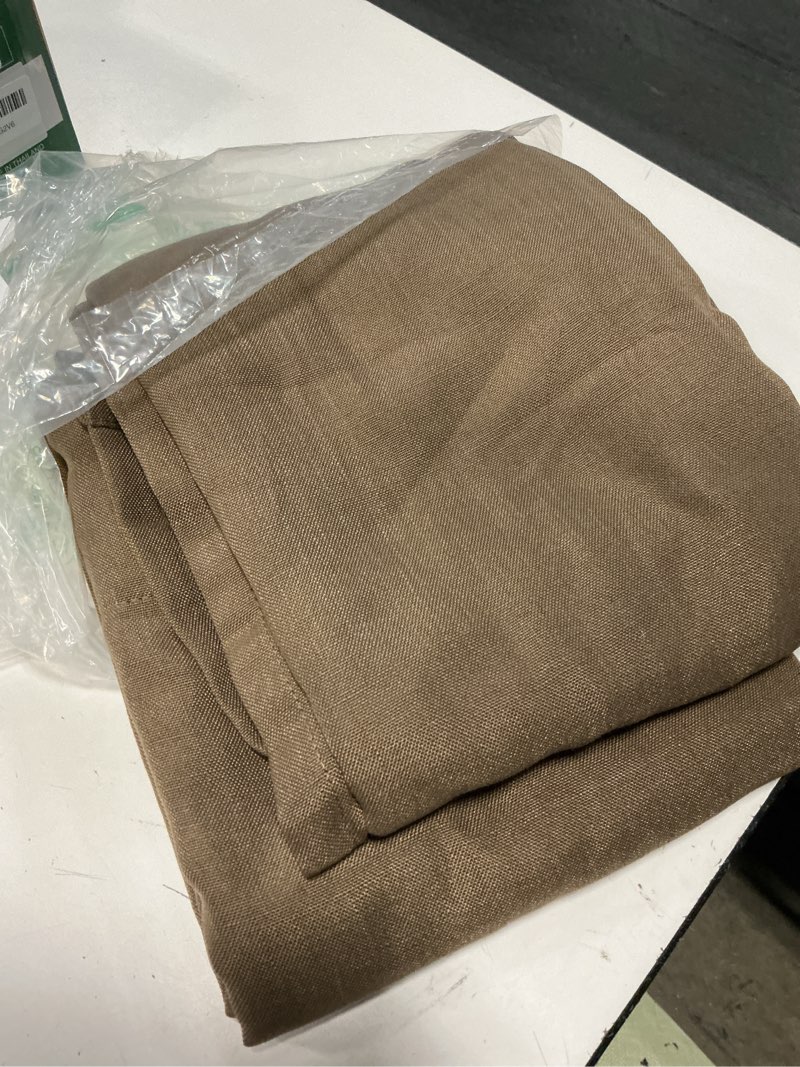 Condition photo showing Good Condition for chocolate brown linen curtain 90 inch length 2 panels set back tab light filtering living room curtain drapes home office modern minimalist decor farmhouse boho neutral semi sheer curtain 90 inch long chocolate brown 52"w x 90"l (pack of 2)