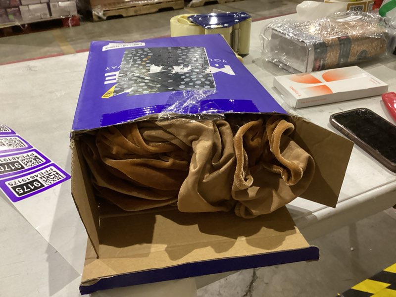 Condition photo showing As Is for MIULEE Velvet Table Cloth with Decorative Ruffle Edge Luxurious Soft Washable Rectangular Tablecloth Thick Wrinkle-Resistant Oblong Table Cover for Kitchen Dining Party Wedding 60x120 Inch, Gold 120" x 60" (Rectangular) Gold