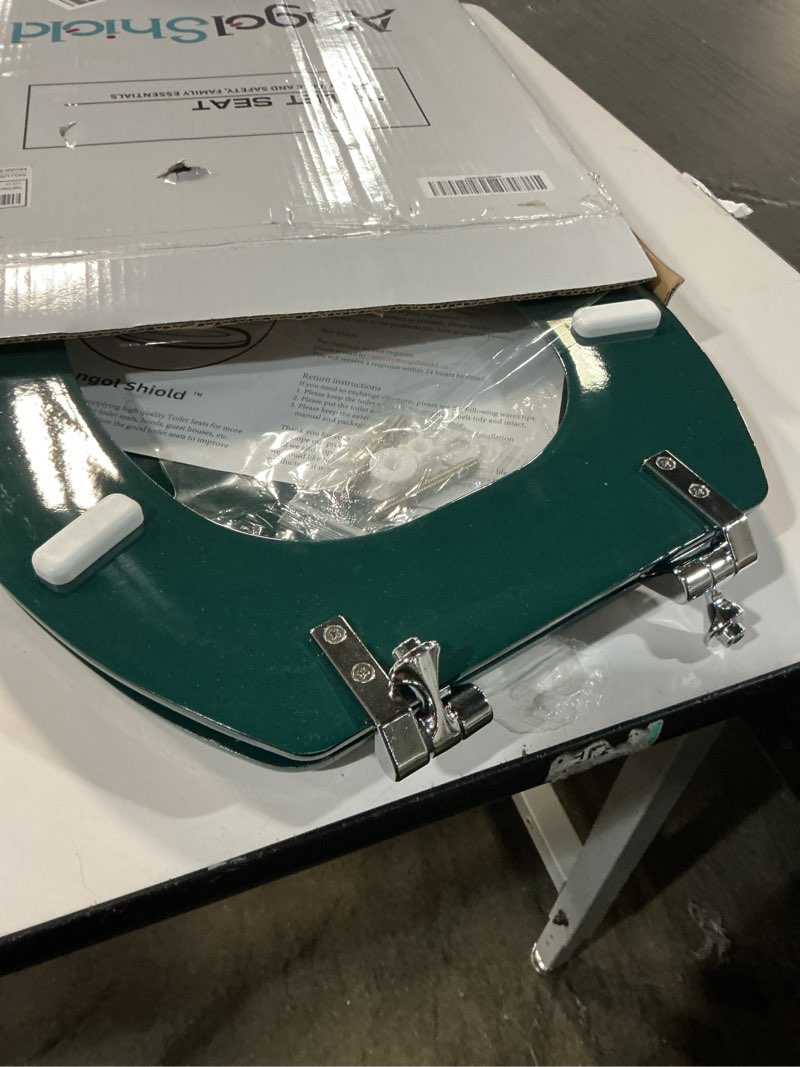 Condition photo showing Good Condition for Dark Green Elongated Toilet Seat Natural Wood Toilet Seat with Zinc Alloy Hinges, Easy to Install also Easy to Clean, Scratch Resistant Toilet Seat by Angol Shiold (Elongated, Dark Green) Elongated Dark Green