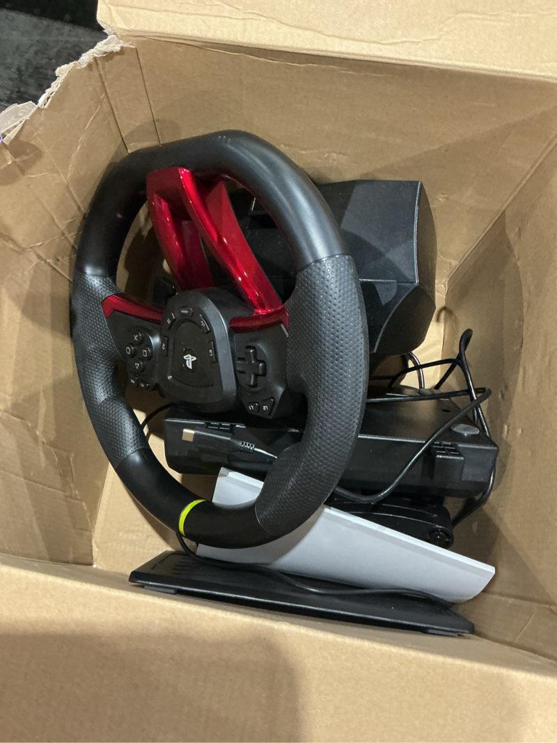 Condition photo showing As Is for hori wireless racing wheel apex for playstation 5, playstation 4 and windows 11/10