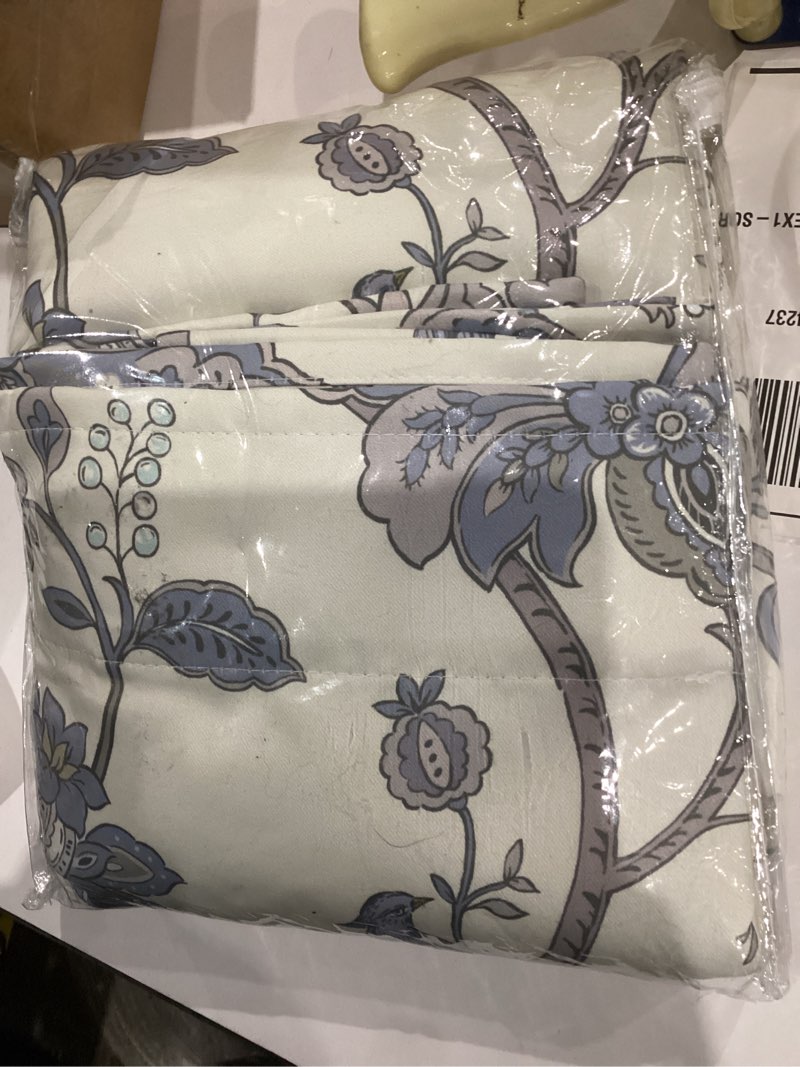 Condition photo showing New/Like New for Room Darkening Light Blue Curtains 63 Inch Length for Bedroom Living Room,Vintage Floral Serena Curt