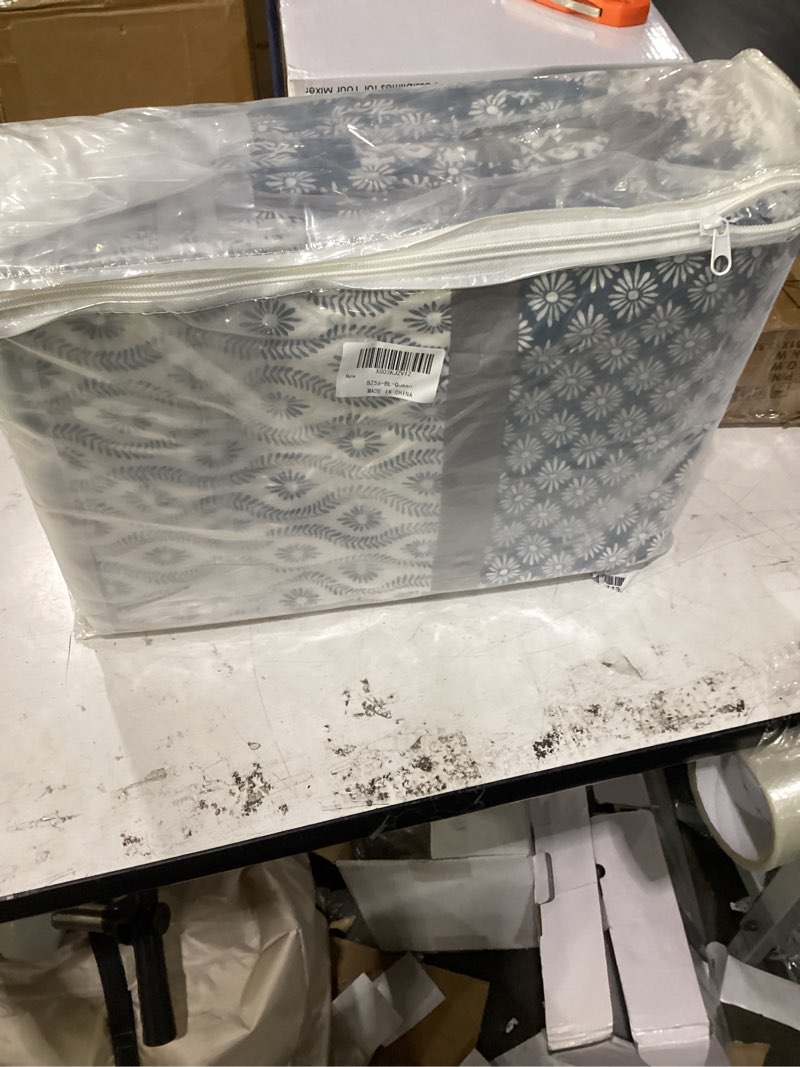 Condition photo showing Good Condition for perhom blue quilt queen size - queen quilt set, 100% long-staple cotton floral quilt bedding set bedspreads, patchwork reversible lightweight comforter bed spread for all season, blue/gray, 3 pieces blue/gray(grey) queen(98"x90")