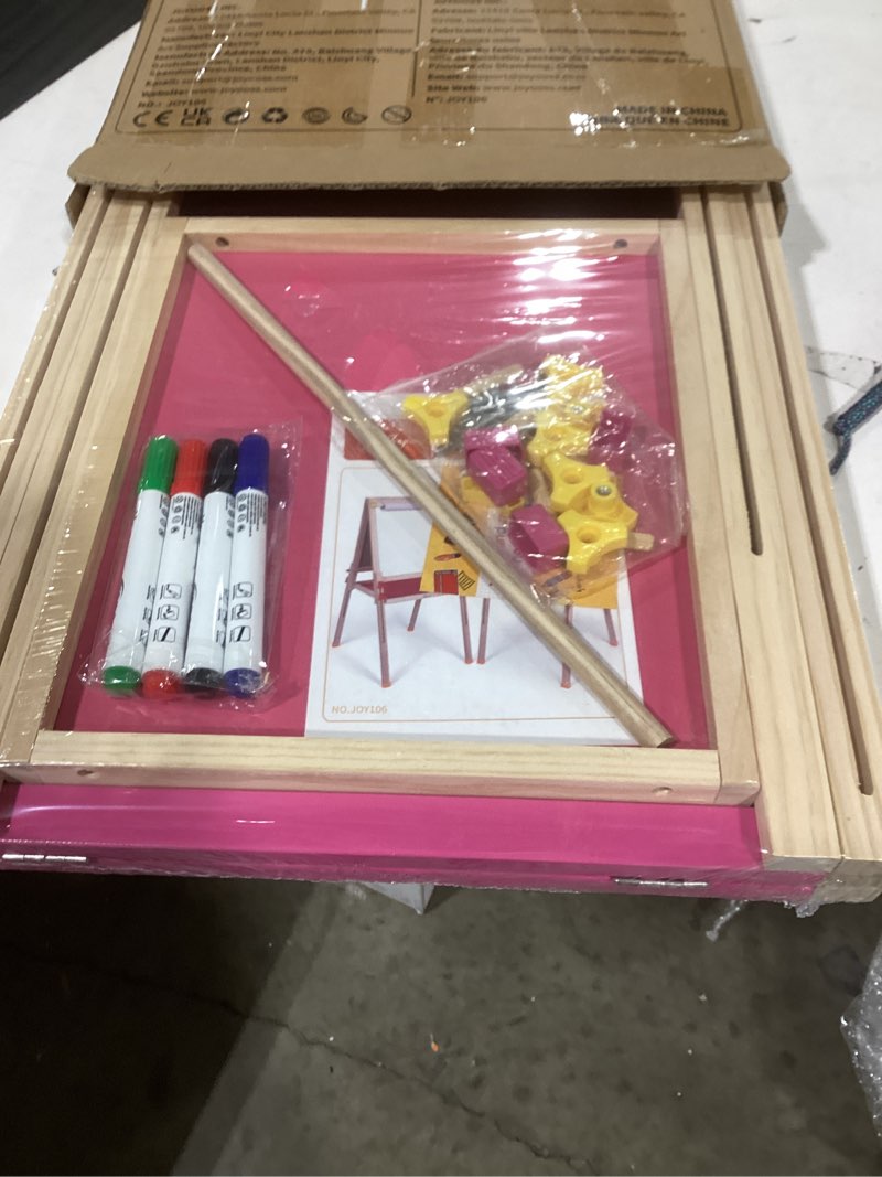 Condition photo showing Good Condition for Joyooss Art Easel for Kids Easel for Toddlers,Adjustable Standing Wooden Toddler Easels Kid Whiteboard & Chalk Board Kids Dry Erase Board,Art Easel for Kid Age 2-4 4-8 9-12 Drawing Easels Purple Easel