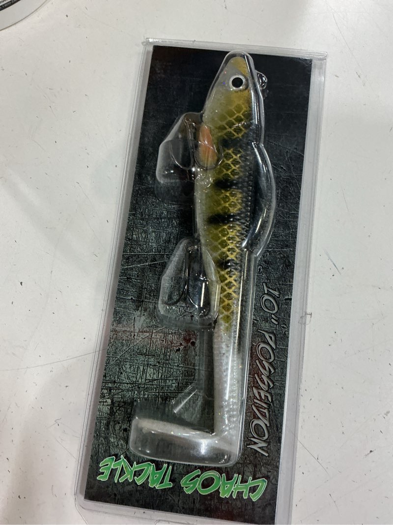 Condition photo showing New/Like New for chaos tackle posseidon swimbait - 6.5 oz. - hot perch