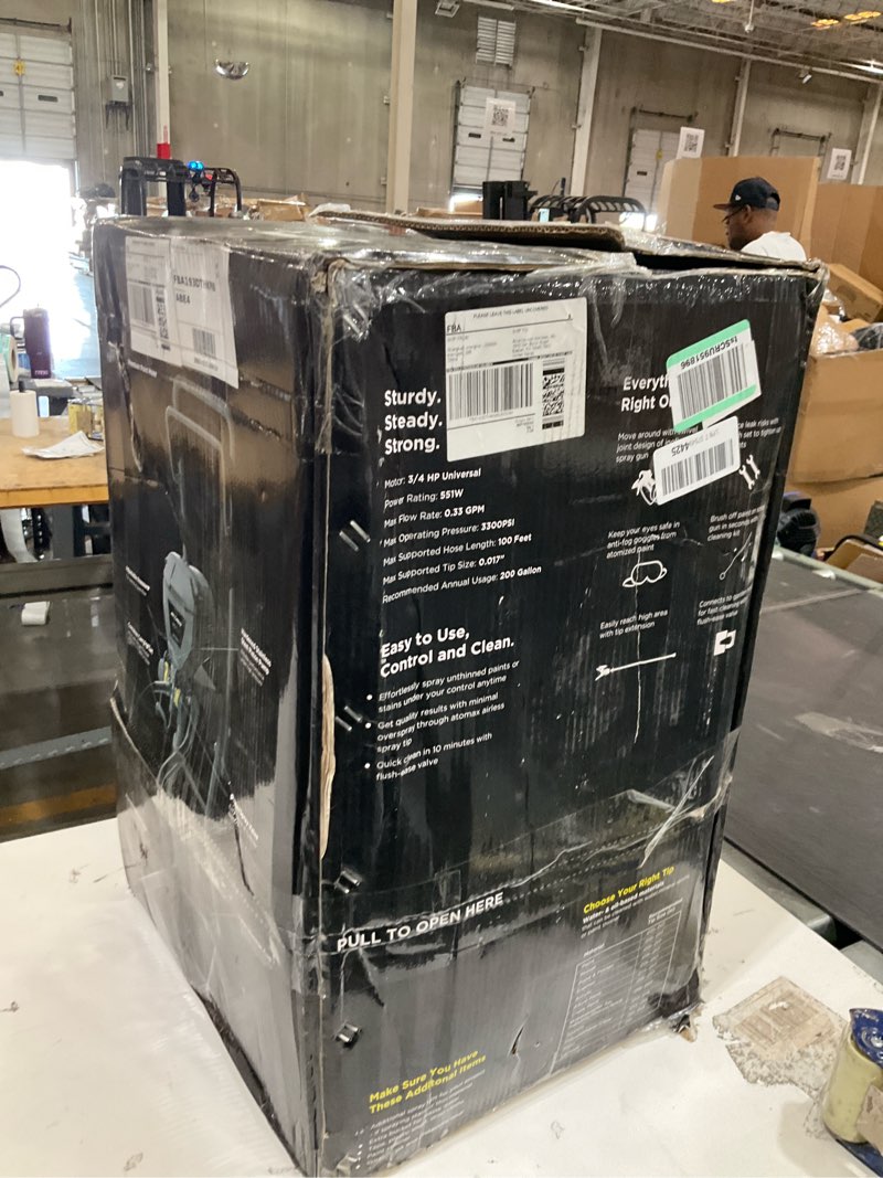 Condition photo showing As Is for inokraft maxpray m3 cart airless paint sprayer, highly efficient thinning-free minimal overspray for up to 15 gallon diy painting projects home interior & house exterior, with sprayer accessories maxpray m3 airless paint sprayer