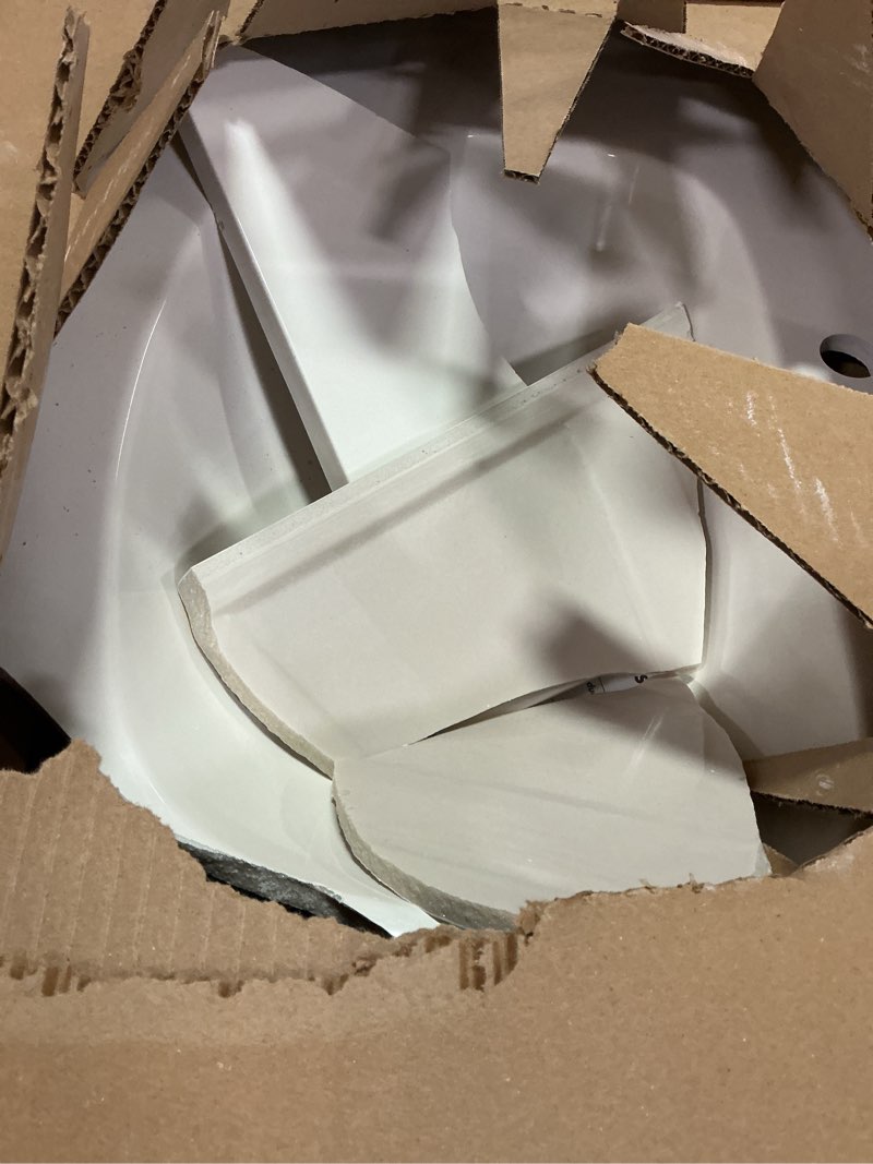 Condition photo showing As Is for (Sink broken ). Project Source Dover 36-in True White Single Sink Bathroom Vanity with White