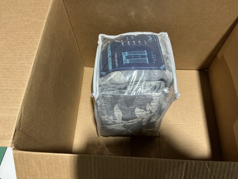 Condition photo showing Good Condition for randall gray leaf print 90% room darkening curtains 84 inches pinch pleat thermal insulated blackout rod pocket botanical jacquard farmhouse drapes for living room,2 panels,40"x84",gray on beige