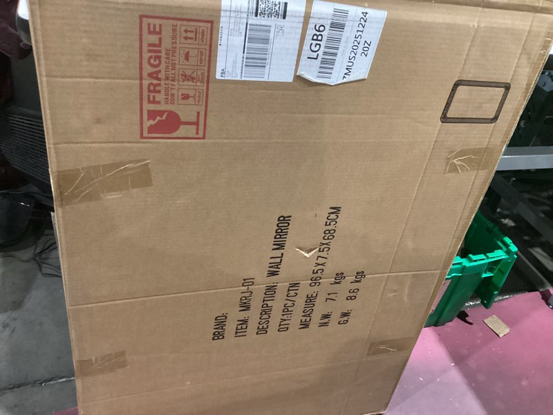 Condition photo showing Good Condition for Rattan Rectangular Mirror 24x36, Boho Decorative Wall Mirror for Bathroom, Farmhouse Vanity Mirror for Nursery, Bedroom, Living Room Decor, Nursery & Children's Room Rectangular 36"L x 24"W