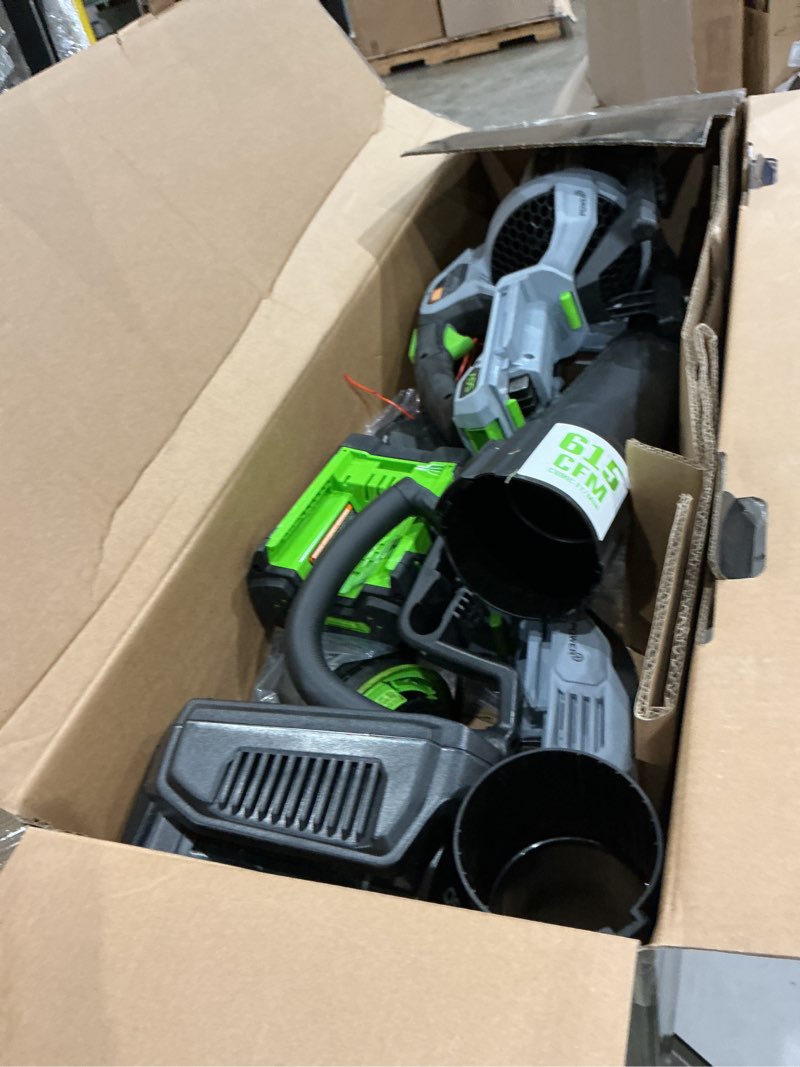 Condition photo showing As Is for ego power+ 15in powerload string trimmer and 615 cfm blower combo kit