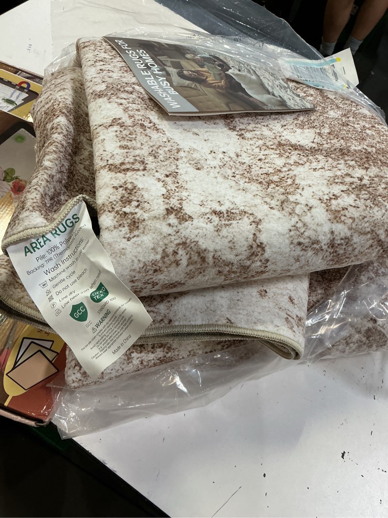 Condition photo showing Good Condition for ( similar )8x8brown round rug 8ft living room circle rug vintage round area rug non slip indoor carpet for apartment brown  (round)