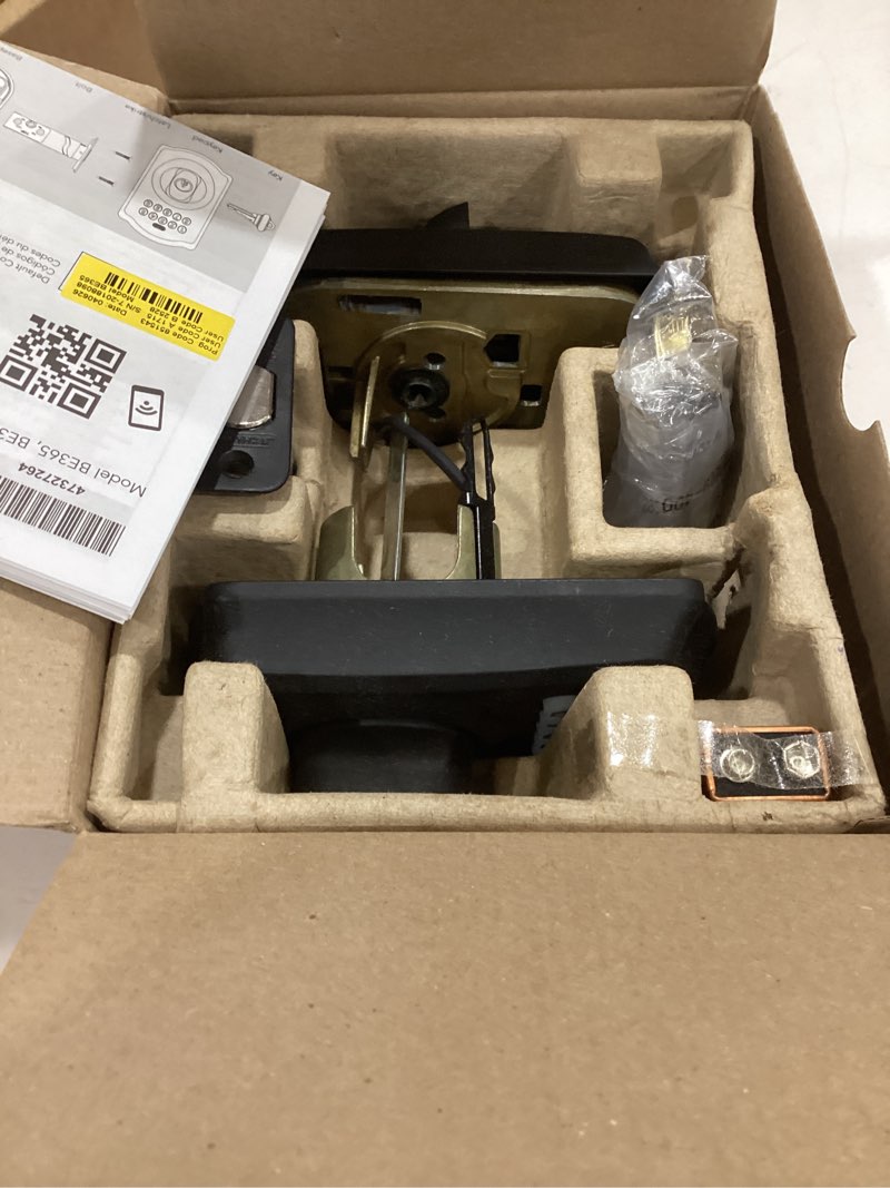Condition photo showing As Is for schlage be365 cam 622 keypad electronic deadbolt, matte black