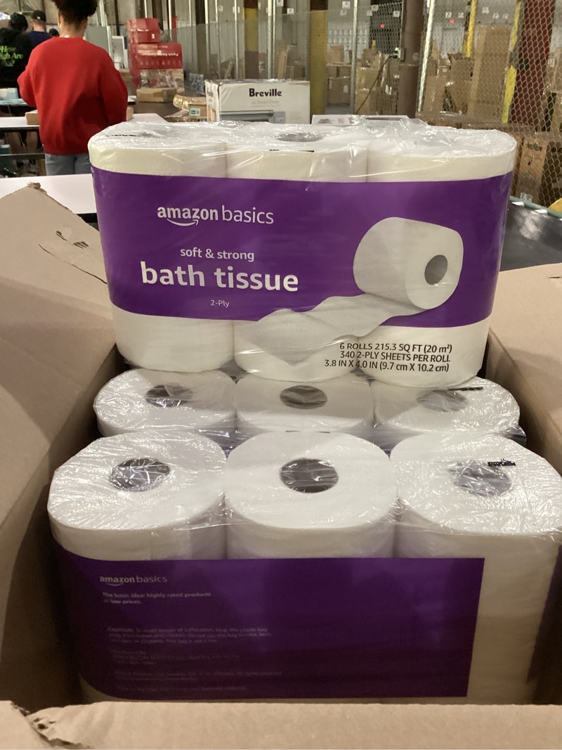Condition photo showing New/Like New for amazon basics soft and strong 2-ply toilet paper, 30 ultra rolls = 120 regular rolls, unscented, 340 sheet (30 rolls) 340 sheet (pack of 30)