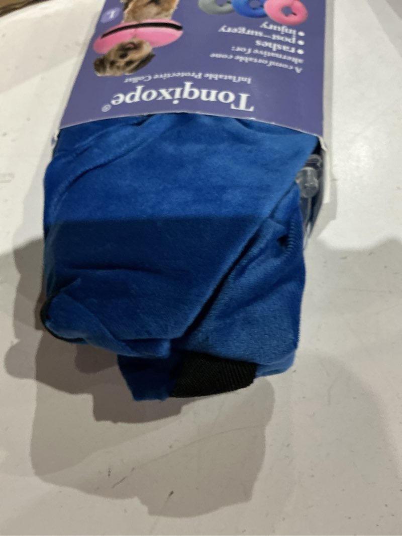 Condition photo showing As Is for inflatable dog cone collar-soft protective cone for dogs after surgery,dog donut collar for large medium small dogs and cats (blue,large) large(neck:12"-18") blue