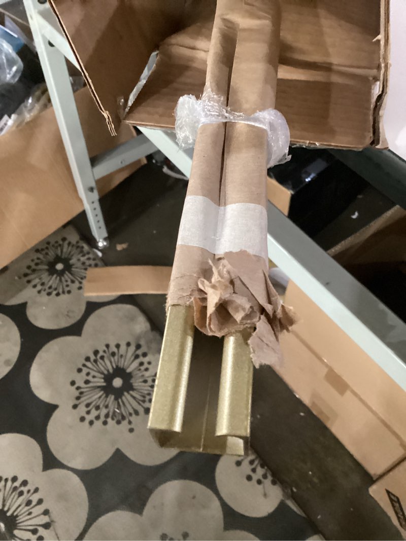 Condition photo showing As Is for curtain track - ceiling mounted curtain rail for curtains, drapes, and room dividers - usa made - small (8 feet), satin brass small (8 feet) satin brass