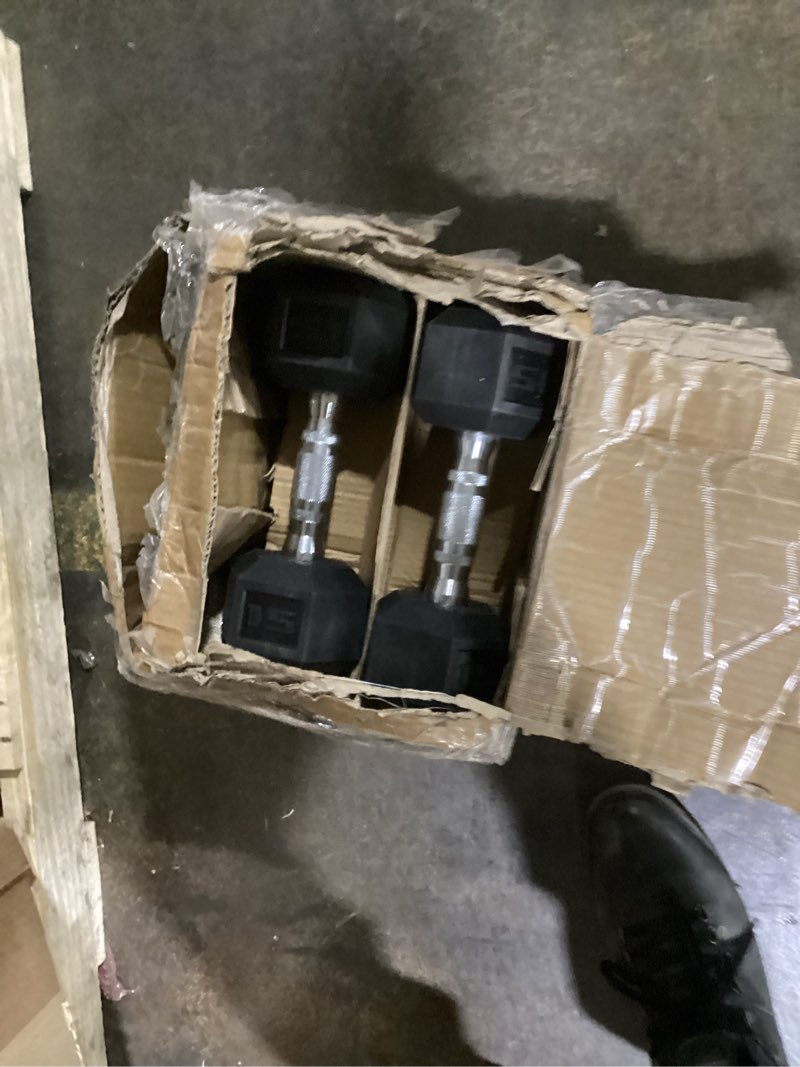 Condition photo showing As Is for CAP Barbell Rubber Coated Dumbbell Weight Set with Vertical Rack | 100 lb, 150 lb, and 210 lb Options 150 lb - Set Chrome Handles