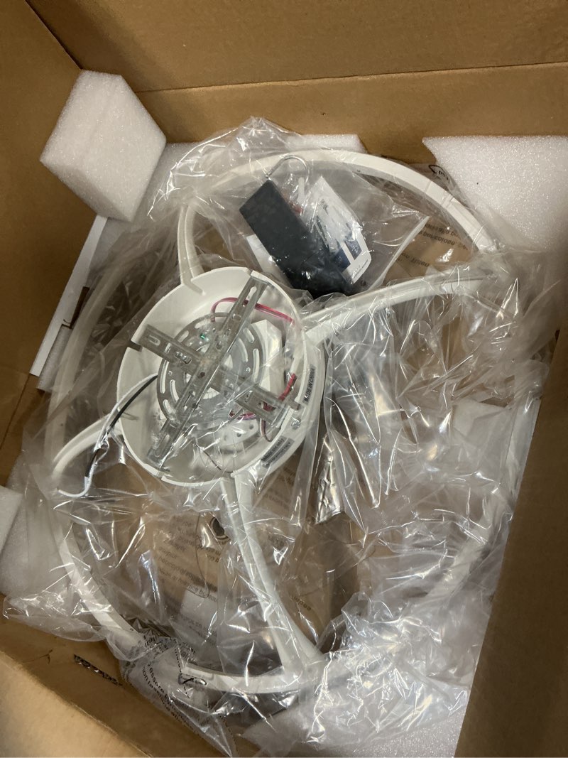 Condition photo showing Good Condition for ceiling fans with lights and remote, crystal-edged modern flush mount led fan light, 6 wind speeds low profile fandelier ceiling fan with light for bedroom, 3000-6500k dimmable (20" white)