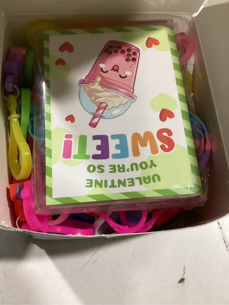 Condition photo showing New/Like New for Jyusmile Valentines Day Cards for Kids School - 36 Pack Dessert Pop Fidget Keychains Bulk, Valentine's Day Gifts for Kids Classroom Exchange, Valentine Cards Party Favors for Boys Girls
