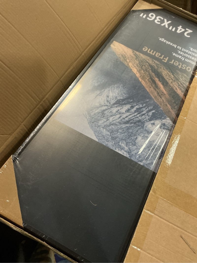 Condition photo showing Good Condition for 24x36 snap frame black poster frames set of 2 front-loading frame metal click frame,coating aluminum profile with high definition plexiglass 24x36-2pcs