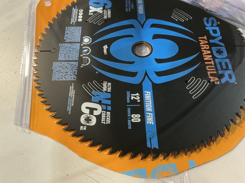 Condition photo showing Good Condition for spyder fine 12-in 80 -tooth fine finish tungsten carbide-tipped steel miter/table saw blade
