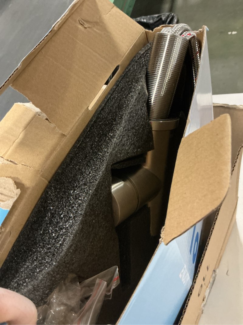 Condition photo showing As Is for Tohlar Kitchen Sink Faucets with Pull-Down Sprayer, Modern Stainless Steel Single Handle Pull Down Sprayer Faucet with Deck Plate Brushed Nickel Standard