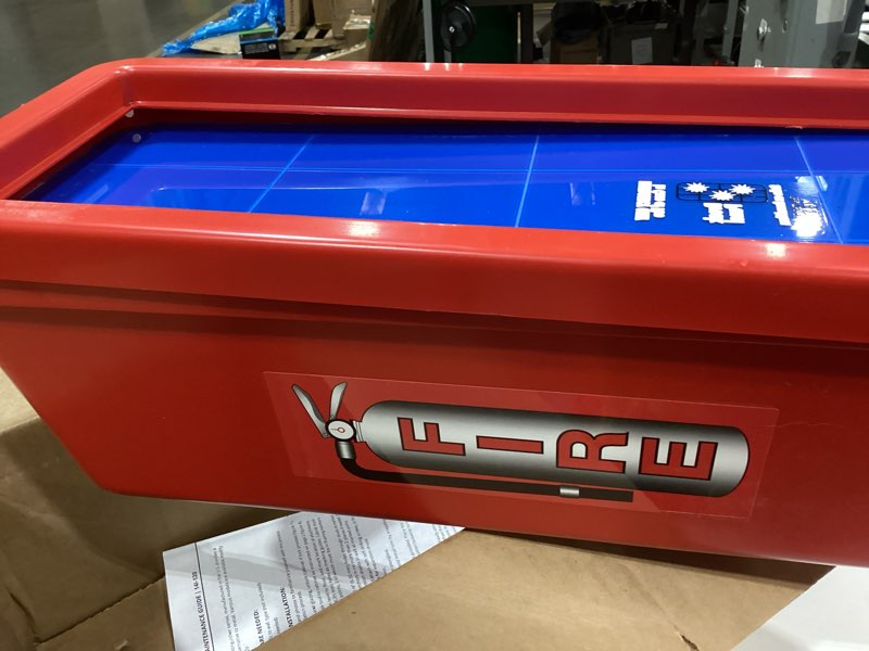 Condition photo showing Good Condition for cato 11051-h red plastic chief fire extinguisher cabinet for 10 lb. extinguisher, with hammer and cylinder lock red 10 lb
