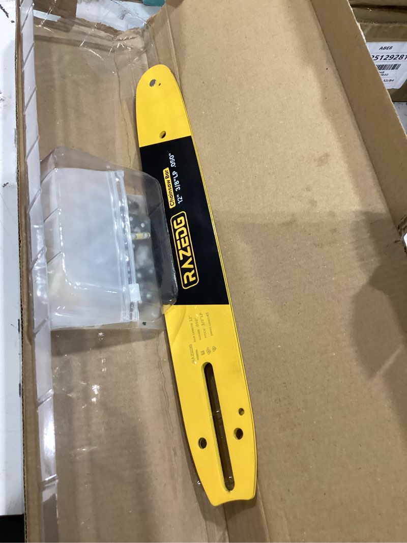 Condition photo showing Good Condition for 12 inch chainsaw bar and carbide chain combo, 3/8lp" pitch, 050" gauge, 45 drive links fits echo, craftsman, husqvarna and more (1 bar + 1 carbide chain) 12'', 3/8''lp, .050'', 45dl