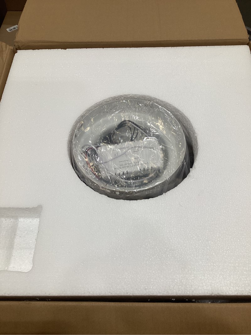 Condition photo showing Good Condition for 20" Caged Ceiling Fans with Lights Flush Mount Ceiling Fan with Remote,Small Black Low Profile Bladeless Ceiling Fan Light Fixture for Bedroom, Kitchen, Dining Room 4 bulbs Included,6 Speeds White brush gold (with light bulb)