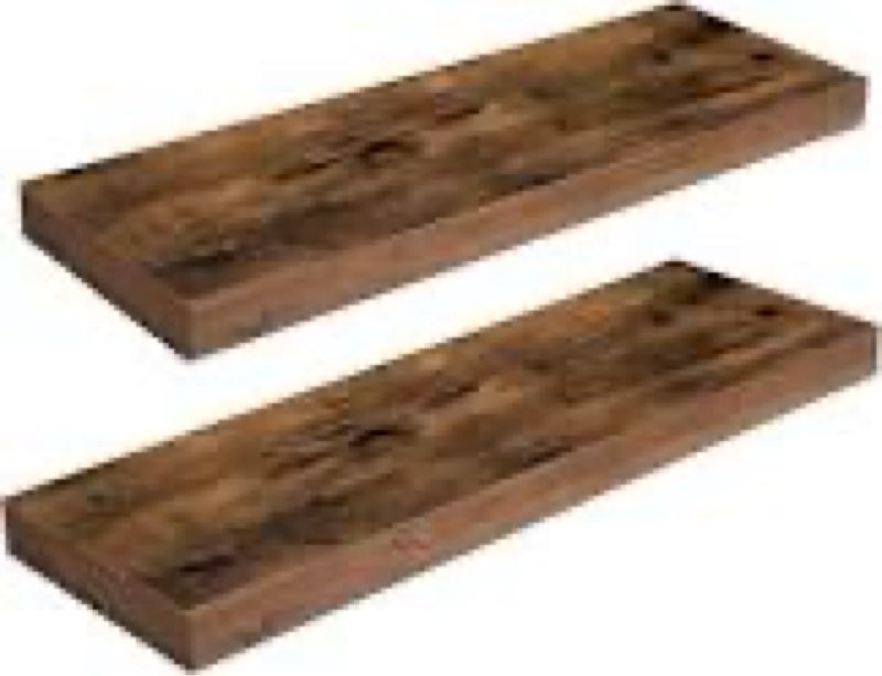 Floating Shelves for Wall, Wall Mounted Shelf Set of 2, 36" Hanging Shelf with Invisible Brackets, for Wall Decor Storage in Bathroom Bedroom Kitchen Living Room Office, Rustic Brown