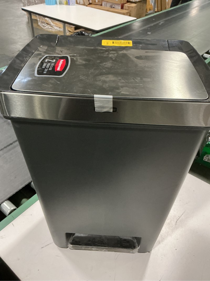 Condition photo showing Good Condition for Rubbermaid Premier Series III Step-On Waste Rectangular Container 12.4 gal Black