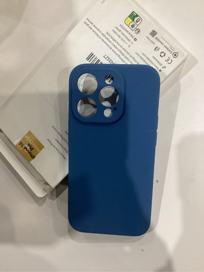 Condition photo showing Good Condition for Miracase Designed for iPhone 14 Pro Case with Screen Protector, [Upgraded Camera Protection], Shockproof Liquid Silicone Rubber Phone Case Cover for 14 Pro 6.1 inch, Capri Blue Capri Blue iPhone 14 Pro