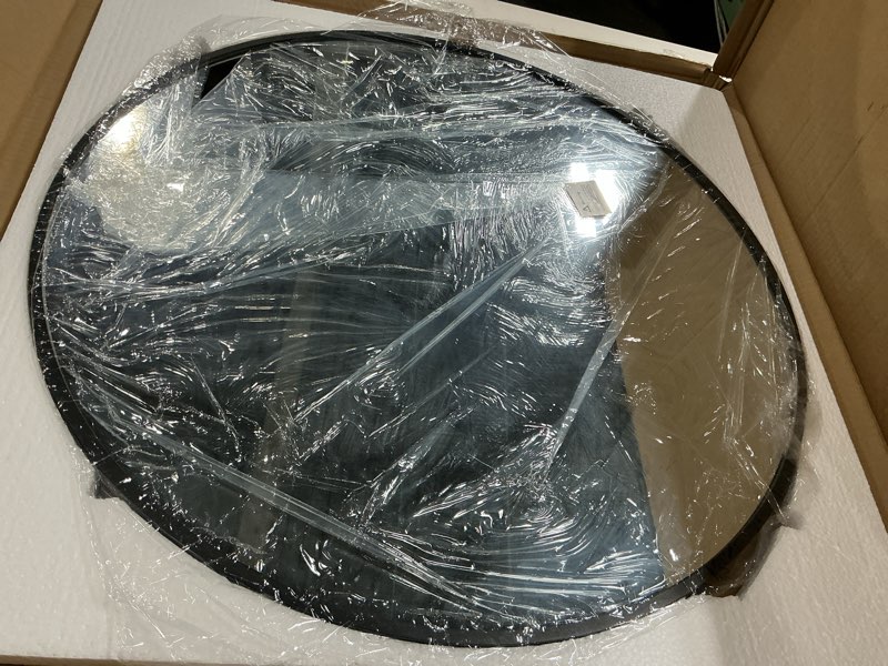 Condition photo showing New/Like New for black round mirror 22 inch, circle wall mirrors with metal frame, wall mounted circular mirror for bathroom, vanity, entryway, living room, hallway, wall decor round black 22"l x 22"w