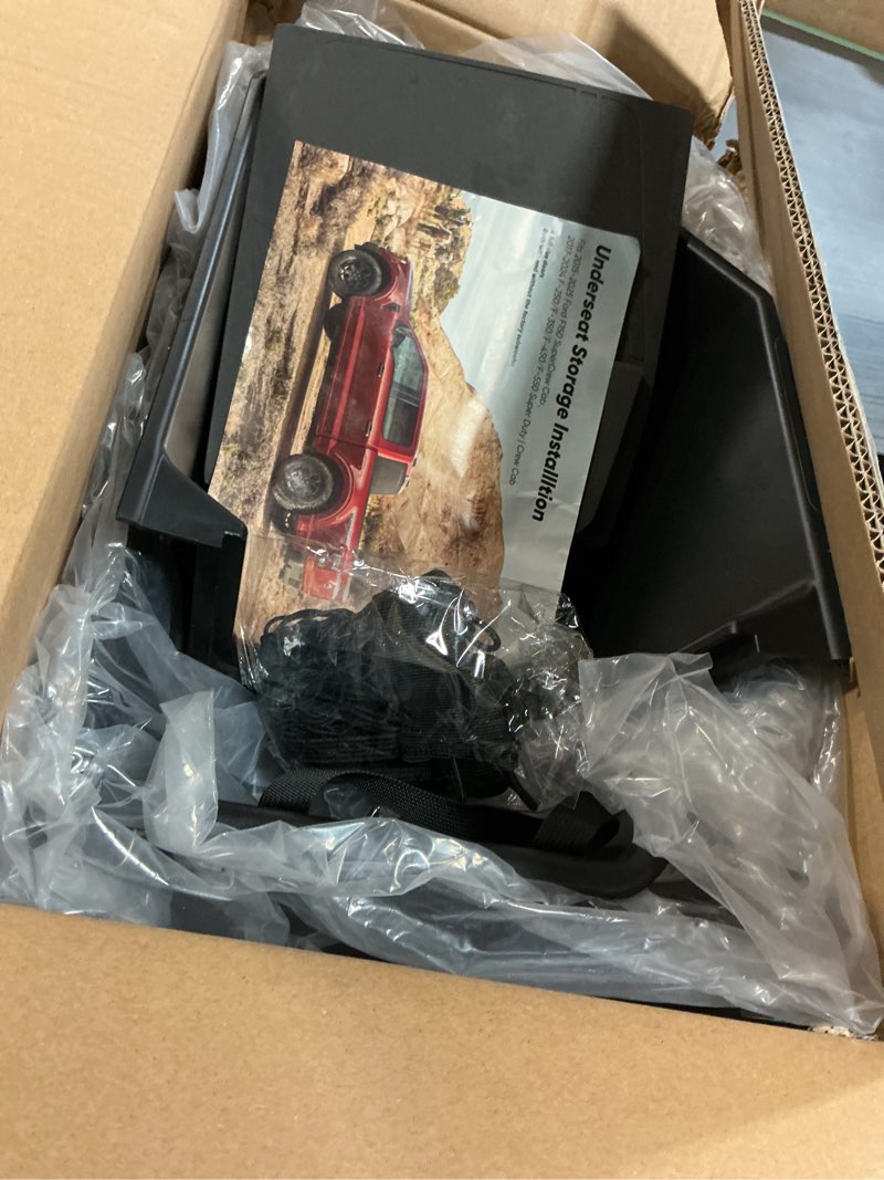 Condition photo showing Good Condition for DiffCar® Truck Underseat Storage for Ford F150: 2015-2025 SuperCrew/Crew Cab, Rear Under Seat Organizer Tool Box Car Accessories for Ford F-150 F250 F350 F450 F550 Super Duty(w/Detach Bin & Mesh Net)