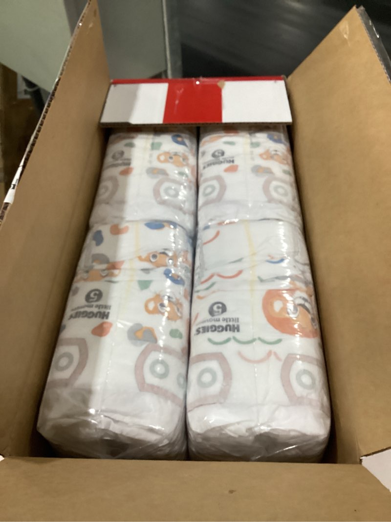 Condition photo showing New/Like New for Huggies Size 5 Diapers, Little Movers Baby Diapers, Size 5 (27+ lbs), 104 Count, Packaging May Vary Size 5 104