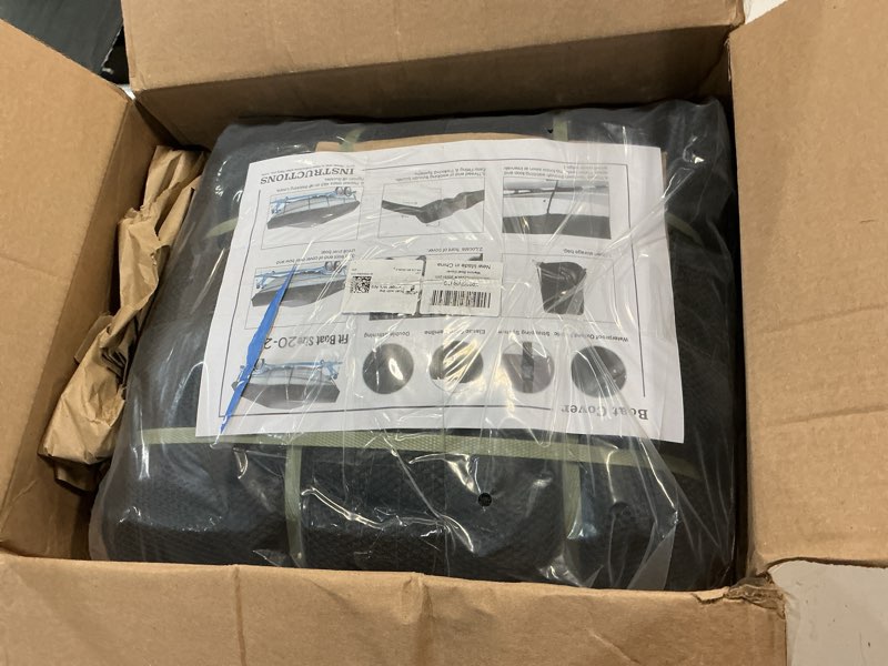 Condition photo showing New/Like New for mancro trailerable boat cover 20-22ft waterproof heavy duty boat cover | uv resistant marine grade canvas outboard cover fits bass boat, bayliner tri-hull v-hull fishing runabout boat, black black length:20'-22' beam width: up to 102"