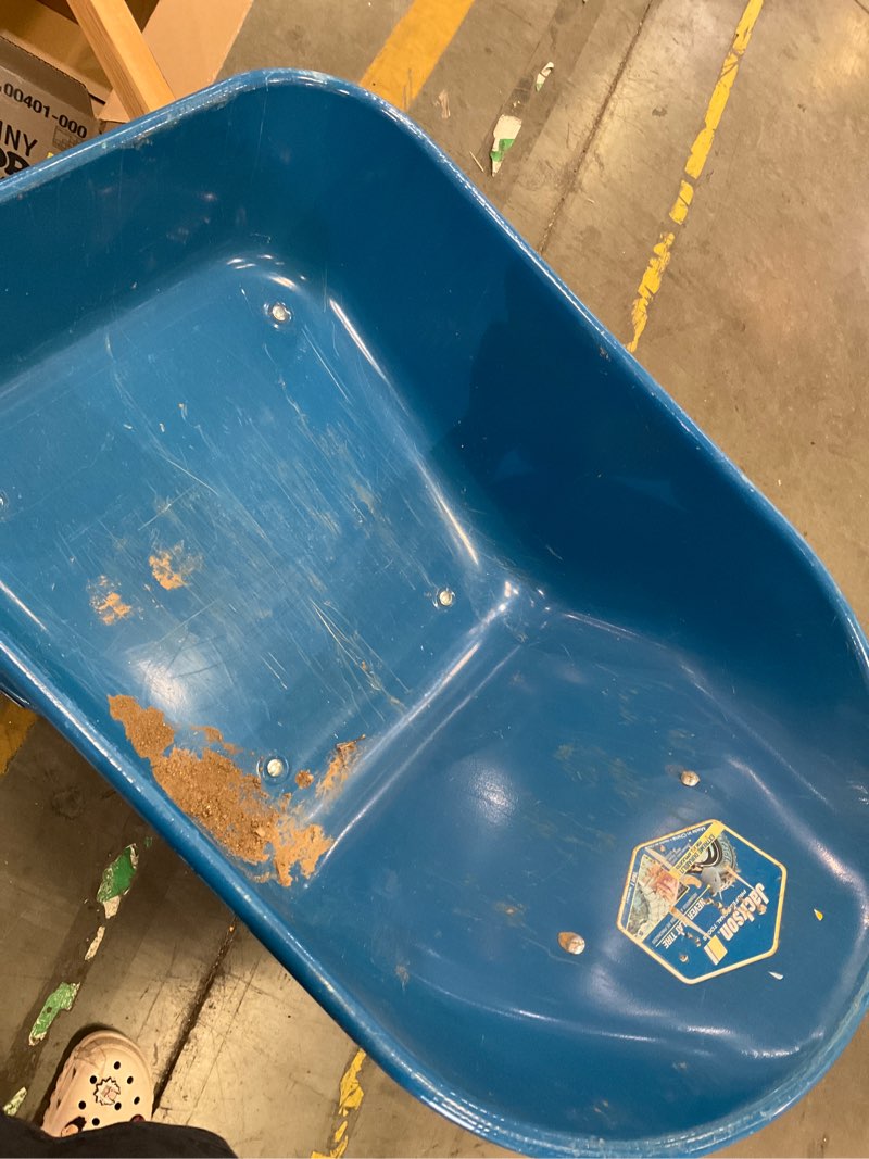 Condition photo showing As Is for jackson 6-cu ft 1 wheel steel push wheelbarrow flat-free tire