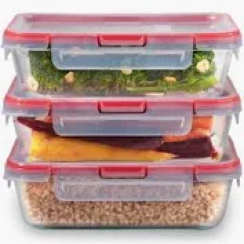 Pyrex Freshlock (5-Pack, 4 Cup) Glass Food Storage Containers Set, Airtight & Leakproof Locking Lids
