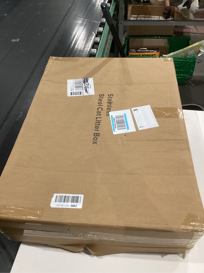 Condition photo showing New/Like New for Stainless Steel Litter Box Extra Large for Big Cats and Multi-Cats | Jumbo Extra Large Metal Cat Box with High Sided Lid, Anti-Urine Leakage, Non-Stick,Include Litter Scoop XXX-Large Silver Gray