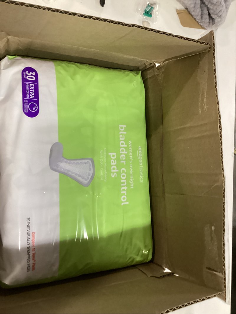 Condition photo showing New/Like New for Amazon Basics Incontinence Pads for Women, Bladder Control, Postpartum, Overnight Absorbency, Unscented, 60 Count (2 Packs of 30) Pack of 2 60.0