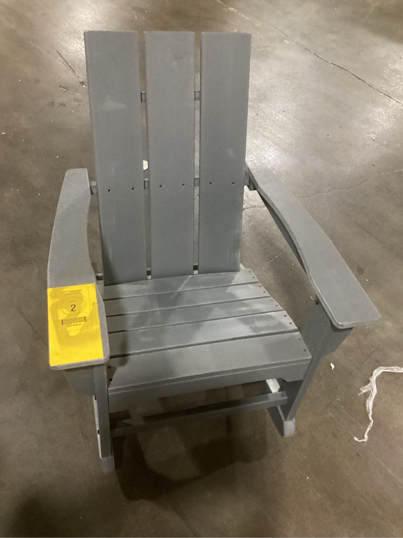 Condition photo showing Good Condition for (possibly used)allen + roth by polywood oakport slate gray hdpe frame stationary adirondack chair with