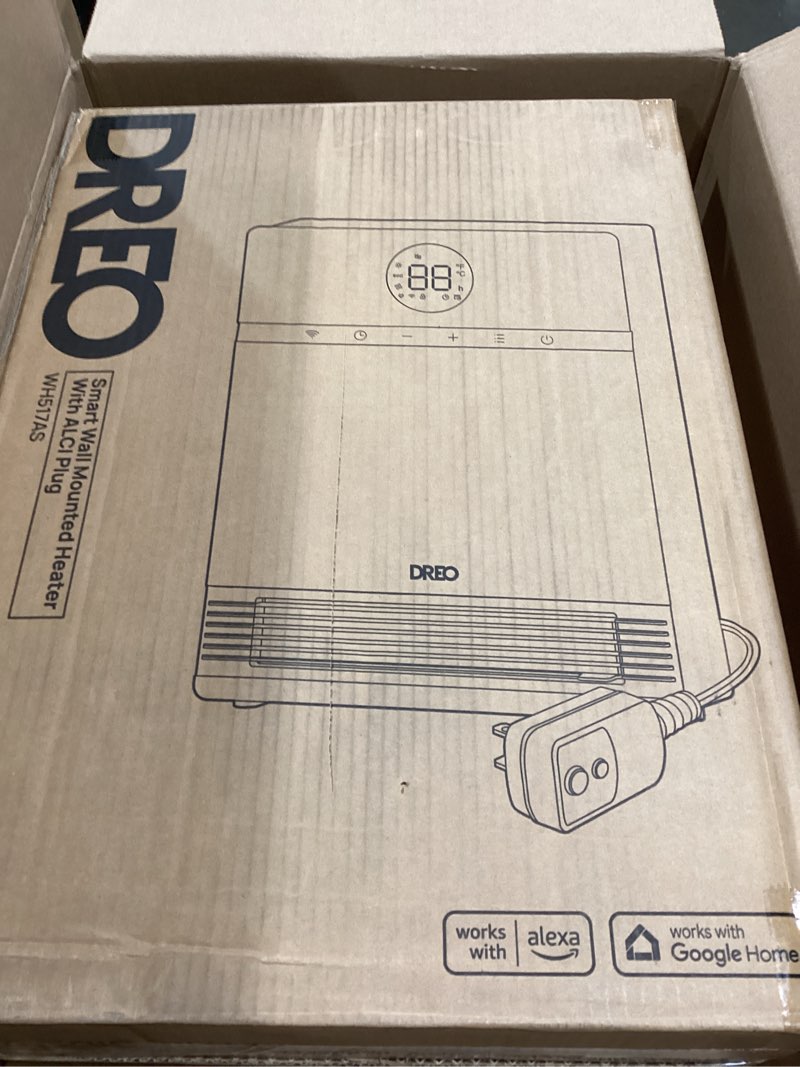 Condition photo showing Good Condition for DREO Smart Wall Heater for Bathroom, IP24 Electric Space Heater with ALCI Plug for Indoor Use, 30° Oscillation, Adjustable Thermostat, Remote Control, Works with Alexa, 24H Timer, Easy-mounted Heater White ALCI Plug