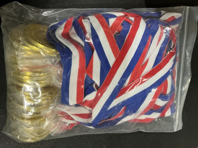 Condition photo showing New/Like New for Abaokai 24 Pieces Gold Award Medals - Winner Medals Gold Prizes for Sports, Competitions, Party, Spelling Bees, Olympic Style, 2 Inches