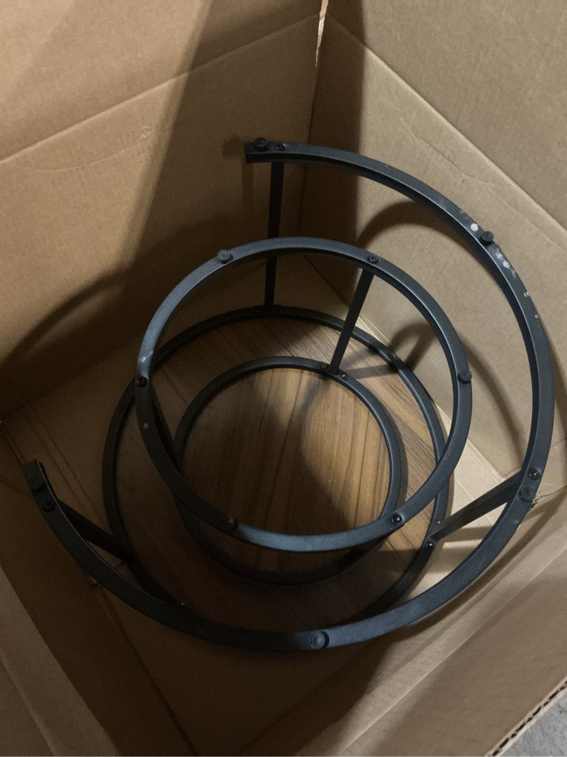 Condition photo showing As Is for aboxoo Coffee Table Nesting Side Round Set of 2 End Table Top Sturdy Metal Frame Desk Centerpiece Living Room Bedroom Apartment Modern Industrial Simple Nightstand