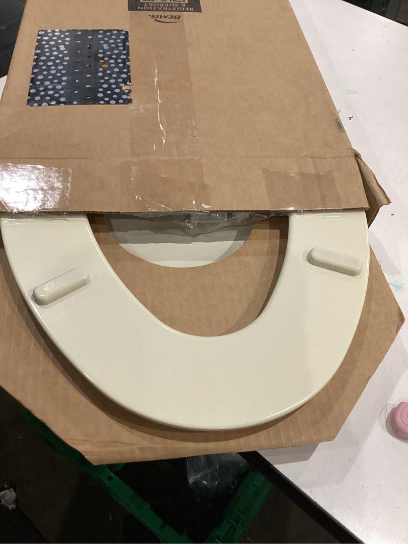 Condition photo showing Good Condition for mayfair cassel slow close toilet seat, easy clean, non slip premium wood seat, easy install, made in usa, elongated, bone seat elongated